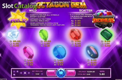 Οθόνη5. Octagon Gem Κουλοχέρης 