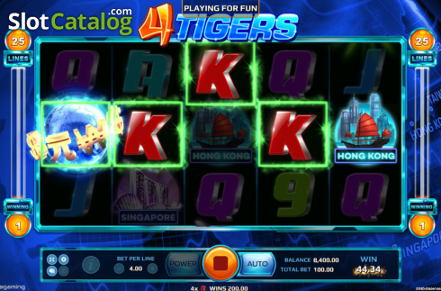 Οθόνη4. Four Tigers Κουλοχέρης
