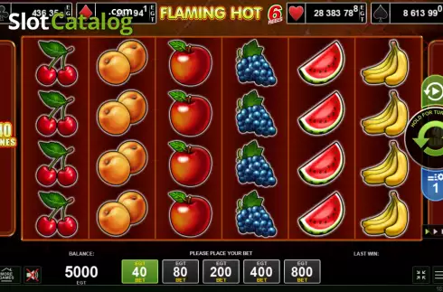 Οθόνη2. Flaming Hot 6 reels Κουλοχέρης