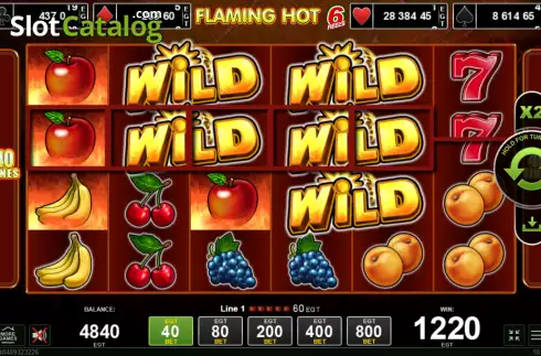 Οθόνη4. Flaming Hot 6 reels Κουλοχέρης