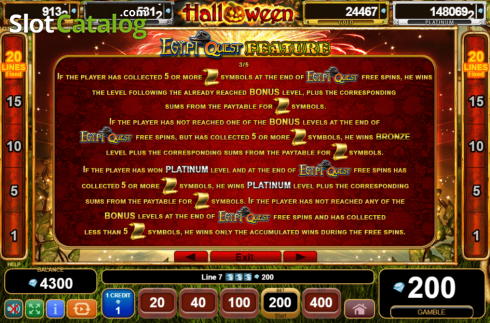 Οθόνη7. Halloween Egypt Quest Κουλοχέρης