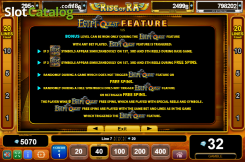 Οθόνη6. Rise of Ra: Egypt Quest Κουλοχέρης