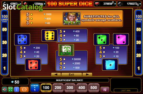Οθόνη7. 100 Super Dice Κουλοχέρης
