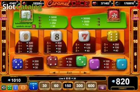 Οθόνη7. Caramel Dice Κουλοχέρης