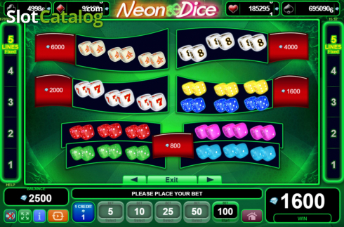 Οθόνη6. Neon Dice (Amusnet) Κουλοχέρης
