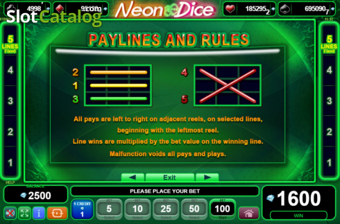Οθόνη9. Neon Dice (Amusnet) Κουλοχέρης