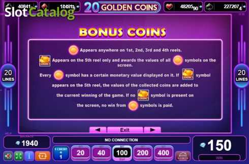Οθόνη6. 20 Golden Coins Κουλοχέρης