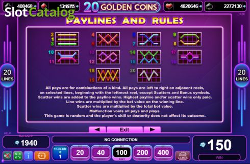 Οθόνη9. 20 Golden Coins Κουλοχέρης