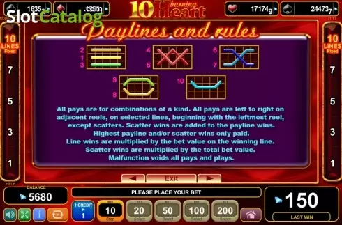 Οθόνη8. 10 Burning Heart (Amusnet) Κουλοχέρης