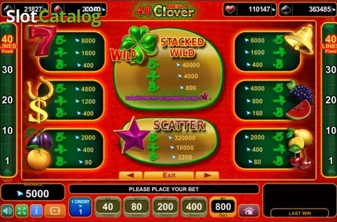 Οθόνη7. 40 Mega Clover (Amusnet) Κουλοχέρης 