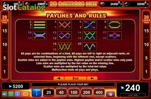 Οθόνη8. 20 Dazzling Hot (Amusnet) Κουλοχέρης