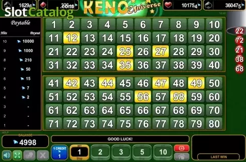 Οθόνη2. Keno Universe Κουλοχέρης