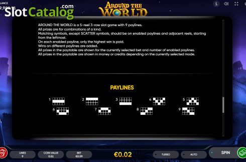 Οθόνη9. Around The World (Endorphina) Κουλοχέρης 