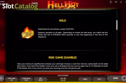 Οθόνη9. Hell Hot 40 Κουλοχέρης 