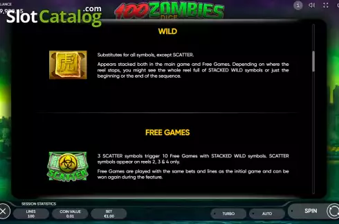 Οθόνη7. 100 Zombies Dice Κουλοχέρης