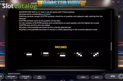 Οθόνη9. Rooster Fury Dice Κουλοχέρης