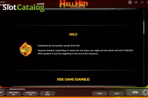 Οθόνη7. Hell Hot 20 Dice Κουλοχέρης