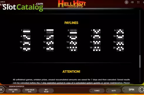 Οθόνη9. Hell Hot 20 Dice Κουλοχέρης