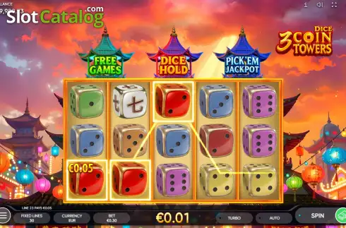 Οθόνη3. 3 Coin Towers Dice Κουλοχέρης