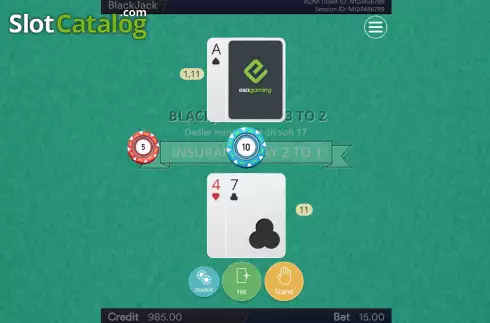 Οθόνη5. BlackJack (Esa Gaming) Κουλοχέρης 