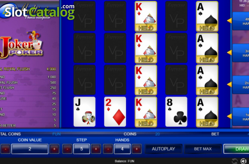 Οθόνη2. Joker Poker 4 Hands (Espresso Games) Κουλοχέρης