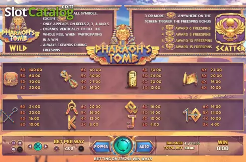 Οθόνη6. Pharaoh's Tomb (EAgaming) Κουλοχέρης 