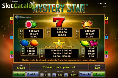 Οθόνη7. Mystery Star (Eurocoin Interactive) Κουλοχέρης