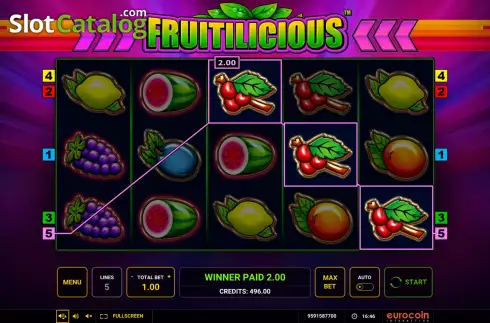 Οθόνη3. Fruitilicious (Greentube) Κουλοχέρης
