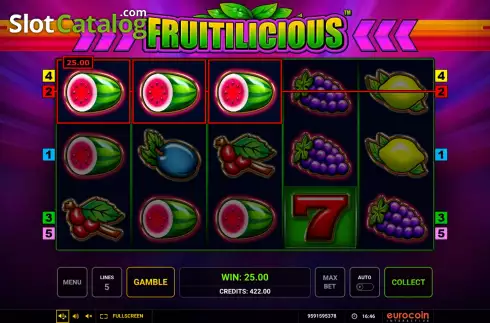 Οθόνη5. Fruitilicious (Greentube) Κουλοχέρης