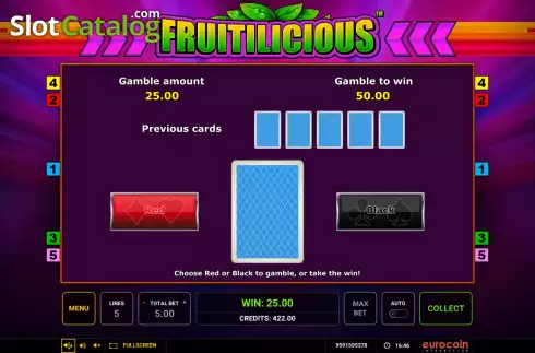 Οθόνη6. Fruitilicious (Greentube) Κουλοχέρης