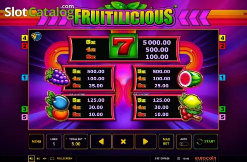 Οθόνη7. Fruitilicious (Greentube) Κουλοχέρης