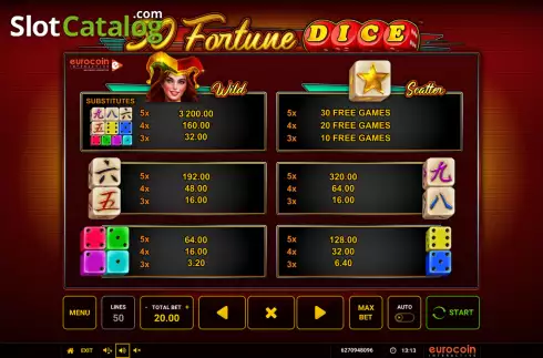 Οθόνη5. 50 Fortune Dice Κουλοχέρης