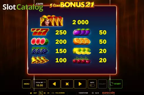 Οθόνη6. 5-Line Bonus 21 Κουλοχέρης