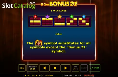 Οθόνη7. 5-Line Bonus 21 Κουλοχέρης