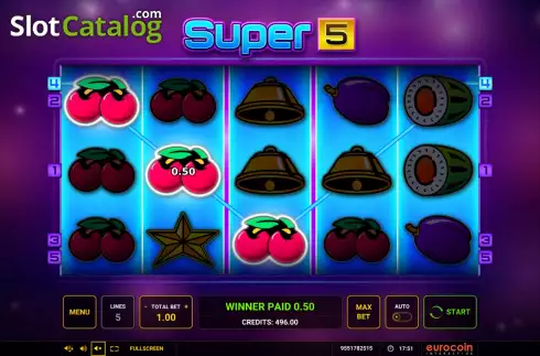 Οθόνη4. Super 5 (Eurocoin Interactive) Κουλοχέρης 