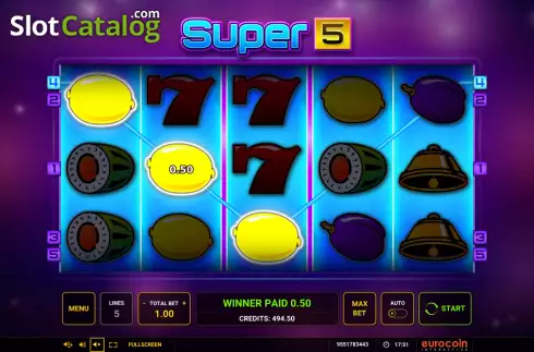 Οθόνη5. Super 5 (Eurocoin Interactive) Κουλοχέρης 