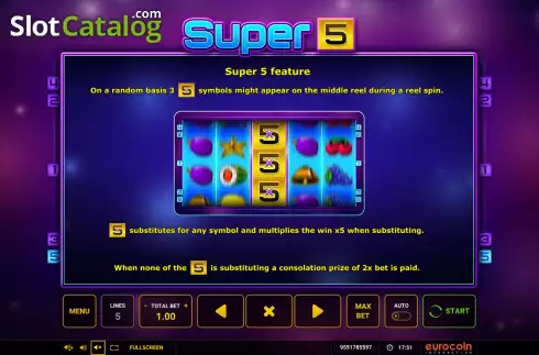 Οθόνη8. Super 5 (Eurocoin Interactive) Κουλοχέρης 