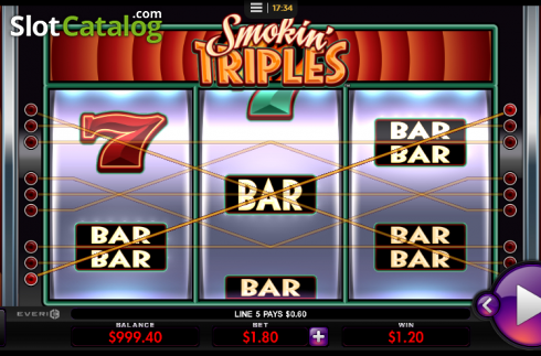 Οθόνη3. Smokin' Triples Κουλοχέρης