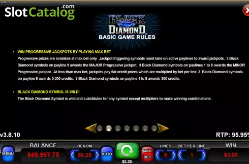 Οθόνη5. Black Diamond (Everi) Κουλοχέρης