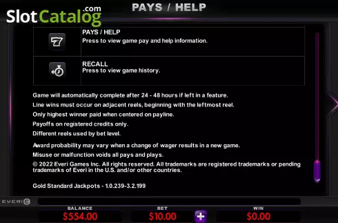 Οθόνη9. Gold Standard Jackpots Κουλοχέρης