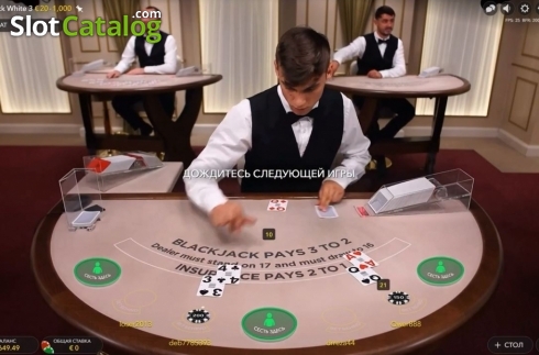 Οθόνη2. Blackjack White 3 (Evolution Gaming) Κουλοχέρης
