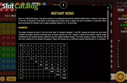 Οθόνη8. Instant Keno (Expanse Studios) Κουλοχέρης