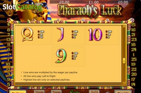 Οθόνη7. Pharaohs Luck Κουλοχέρης 