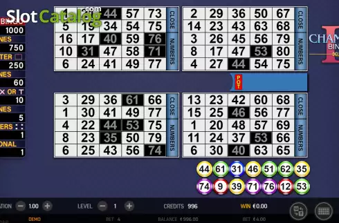Οθόνη4. Champion Bingo II Deluxe Κουλοχέρης