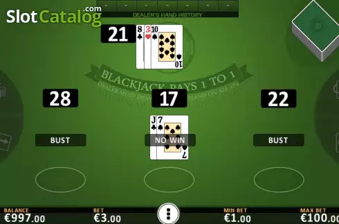 Οθόνη5. Blackjack All Face Up Κουλοχέρης