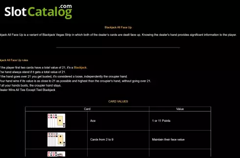 Οθόνη8. Blackjack All Face Up Κουλοχέρης