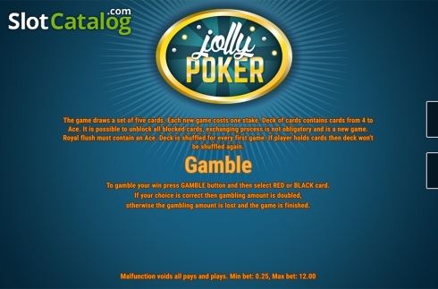 Οθόνη8. Jolly Poker Κουλοχέρης