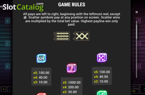 Οθόνη5. Neon Dice 5 Κουλοχέρης