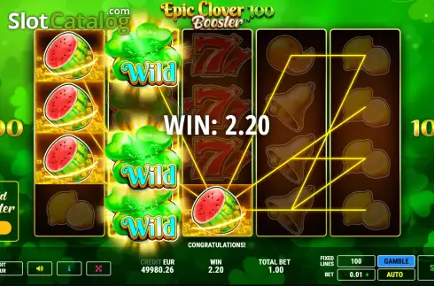 Οθόνη5. Epic Clover 100 Booster Κουλοχέρης