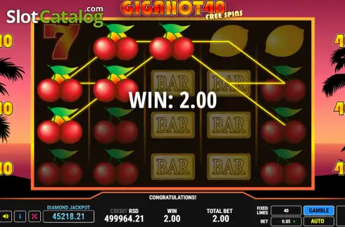 Οθόνη3. Giga Hot 40 Free Spins Κουλοχέρης